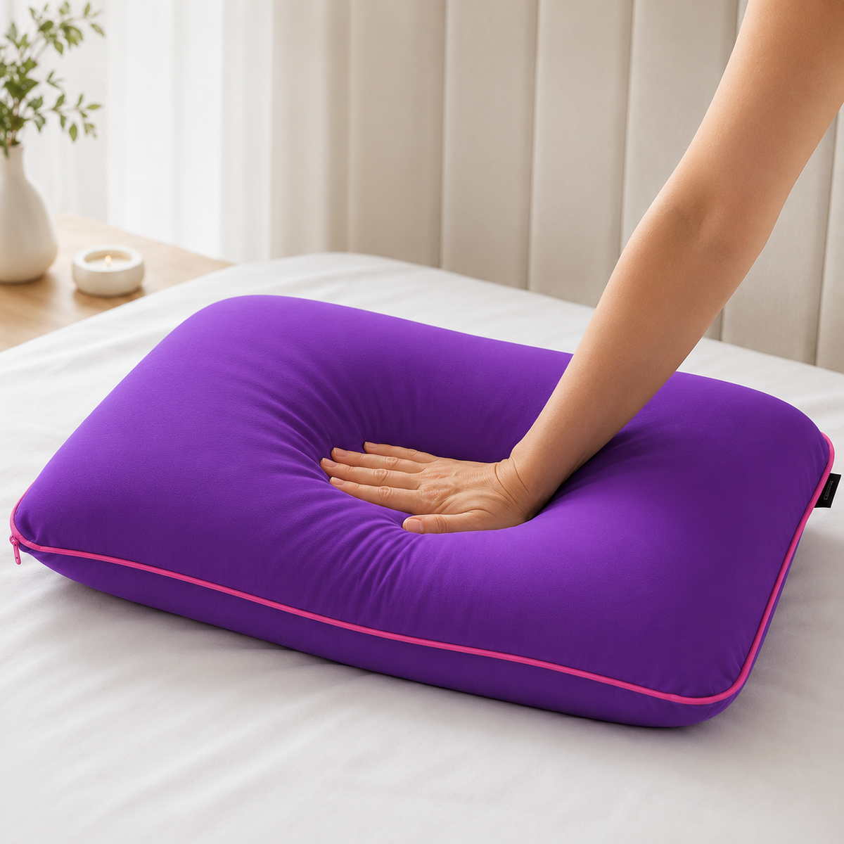 Almohada Viscoelástica Portátil con Bolsa de Viaje, Suave, Cómoda y Adaptable